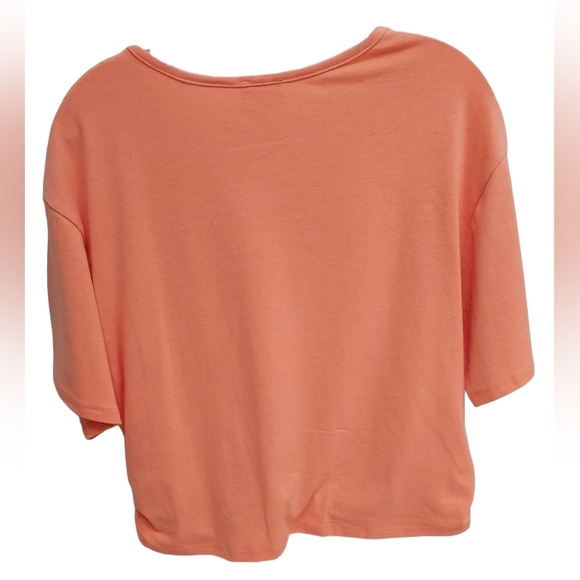 Ava James Sz L Peach Blouse Pullover Lightweight Short Sleeve - Picture 2 of 4